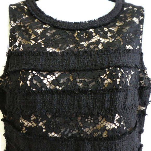 J Crew Top Fringy Lace Tweed Nude Lining Black S - Picture 4 of 11
